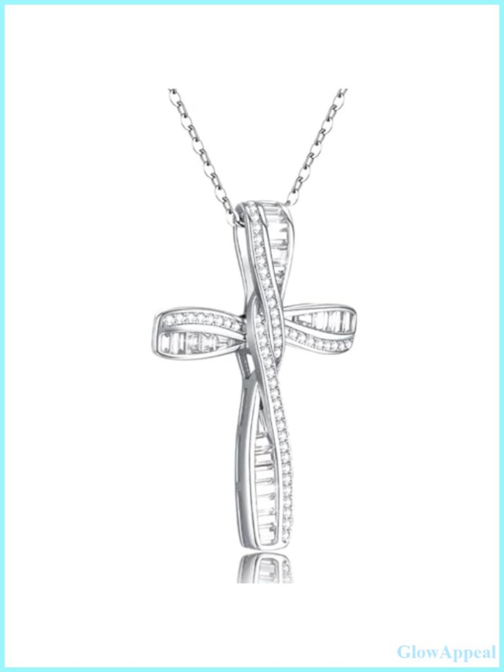 925 Sterling Silver Cross Necklace Infinity Loop Pendant with Cubic Zirconia